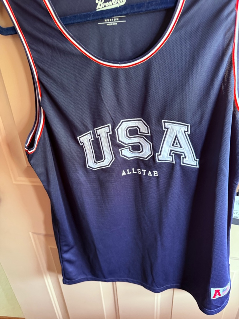 Brooklyn Cloth Navy Tank with Red & White Trim